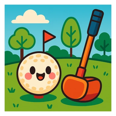 playful style park golf ball and club outdoors sticker