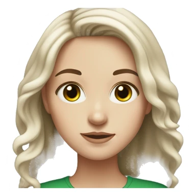 white girl with bright green eyes and brown, medium length hair sticker