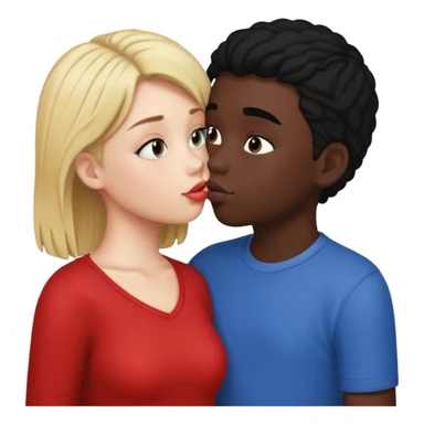 With boy kisses black girl sticker