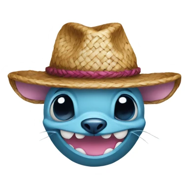 Stitch avec un chapeau de paille et une cicatrice sous l’oeil sticker