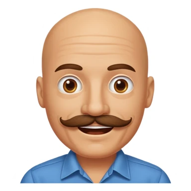 bald mustache man,Big mustache.
negative: Dont use same face style. sticker