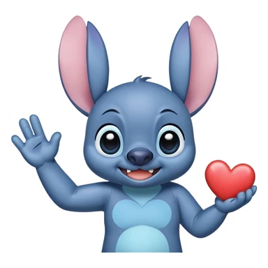 Stich con un corazón diciendo hola bombón sticker