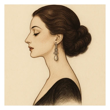 elegant illustration of a woman in profile wearing earrings sticker