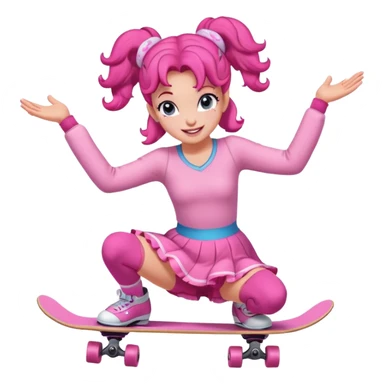 Cute skater girl pinkie pie with two buns and pink outfit, gliding with playful energy. sticker