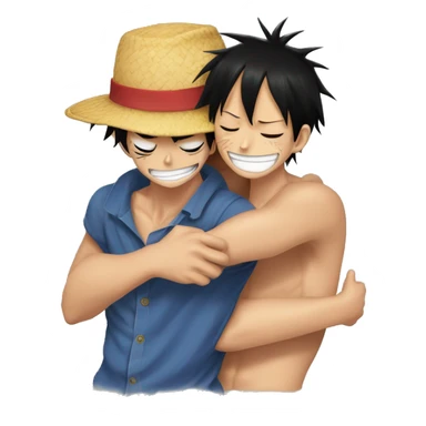 Monkey D. Luffy and his brother ace hugging each other and crying  sticker