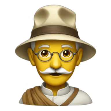 Gandhi with yellow hat and fu manchu sticker