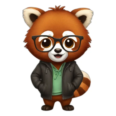 Nerdy red panda sticker