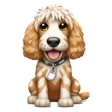 Cockapoo apricot color with toy zebra in a mouth  sticker
