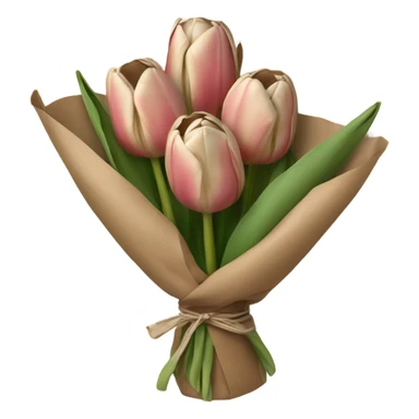 Neutral tulip bouquet wrapped in brown paper sticker