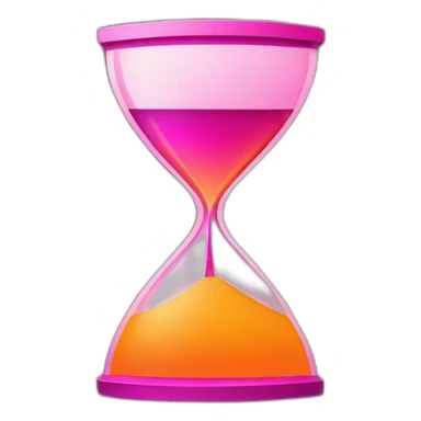 a central hourglass shape formed by widening vertical lines, displaying a magenta to orange gradient, symbolizing speed and innovation for a tech company. sticker
