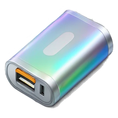 Realistic isolated gradient silver holographic battery charger for iphone sticker