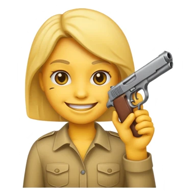 Emoji holding gun sticker
