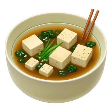 traditional minimalistic japanese miso soup with wakame, spring onion and tofu but no other toppings sticker
