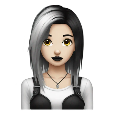 Goth girl black and white hair sticker