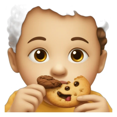 Baby eating a cookie sticker