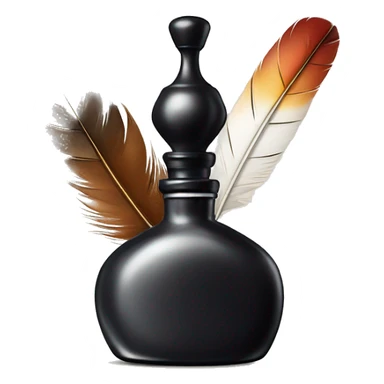 a feather quill and ink bottle sticker