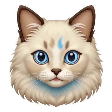 Ragdoll cat, with dark brown nose/center face area with surrounding beige fur, bright blue eyes sticker