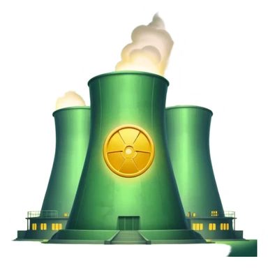 nuclear power plant with a subtle radioactive glow, less green, realistic, emoji style, option 11 sticker