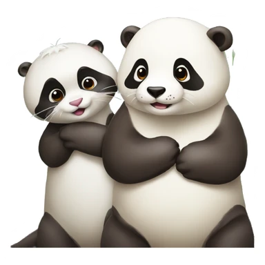 Otter beside Panda sticker