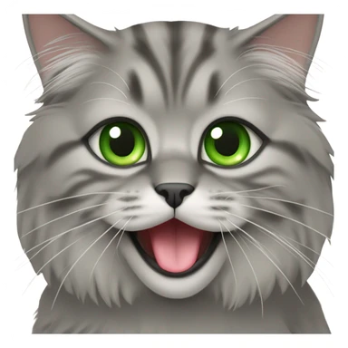 Grey Siberian cat and Green eyes  sticker