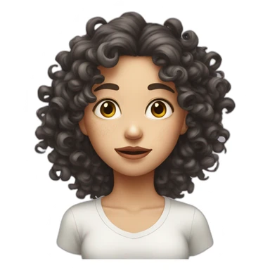 female face with curly hair and with many large irregular milk stains sticker