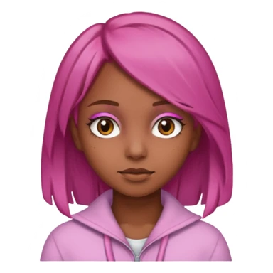 girl with brown hair and brown eyes and pink  end of a hair sticker