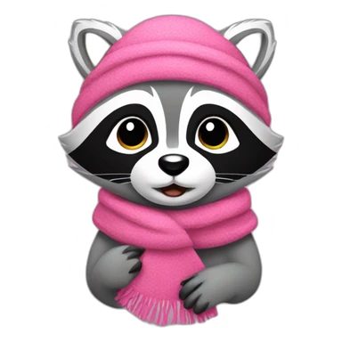 raccoon with a pink scarf sticker