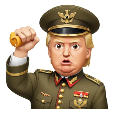 Donald trump wearing a historically accurate German war uniform while punching grimace from McDonalds in the face sticker