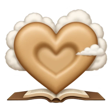 beige heart + cloud + book sticker