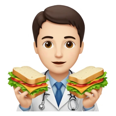 Médico comiendo un súper sandwich sticker