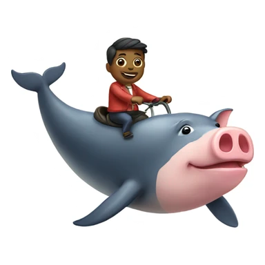 Pig riding a whale sticker