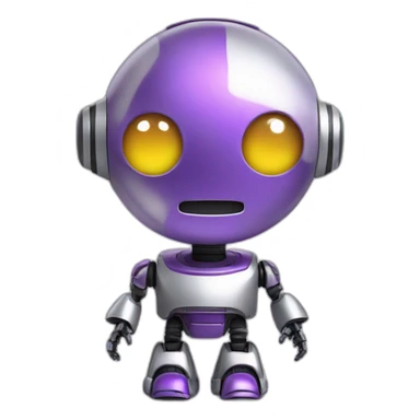 cute helpfull robot silver purple sticker