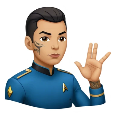 Male Star Trek officer with tattoos blowing a kiss sticker