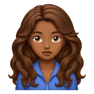 Baddie girl with brown long wavy hair sticker