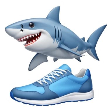 Crea un tiburón con zapatillas azules sticker