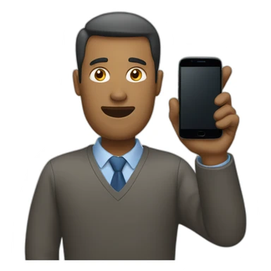 A man holding up a mobile phone and talking sticker