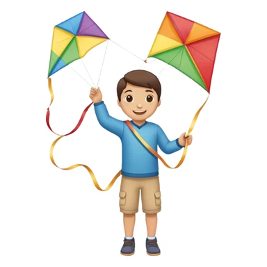 child holding a kite string with kite in the air sticker