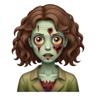 zombie de cabelo marrom ondulado mulher sticker