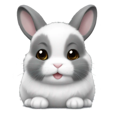 netherland dwarf bunny with dark gray fur and white fur on the bottom sticker