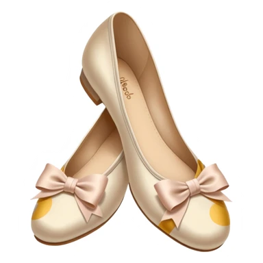 Beige realistic vintage silk bow ballerina shoes sticker