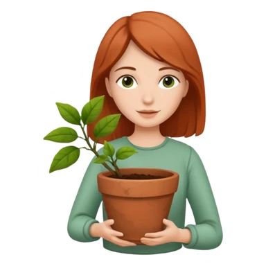 woman holding a flower pot sticker