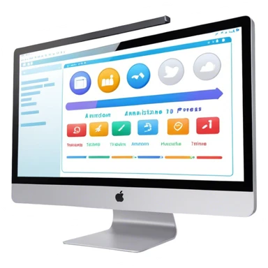 Create an emoji for animation and motion design. Show a computer monitor displaying the animation creation process, with a timeline, keyframes, and motion effects. Use modern, vibrant colors. No emojis or smiley faces. Transparent background. sticker