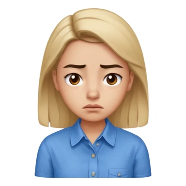 girl in a blue button-up shirt looking disbeleiving sticker