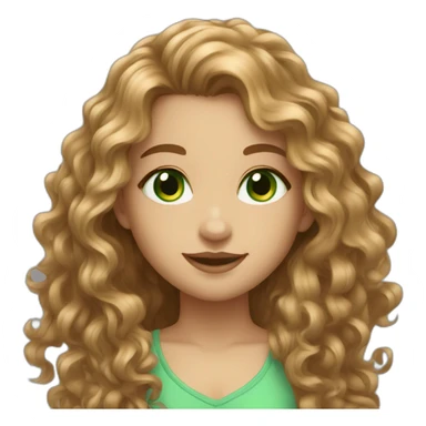 beautiful girl with light brown long curly hair and green eyes sticker