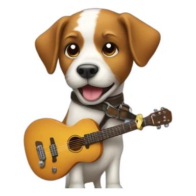 a dog play guitar sticker