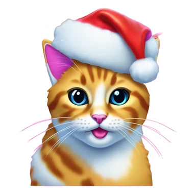 Lisa frank Christmas cat with Santa hat sticker