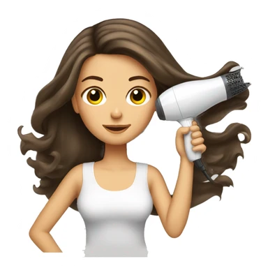 Brunette girl blow drying hair sticker