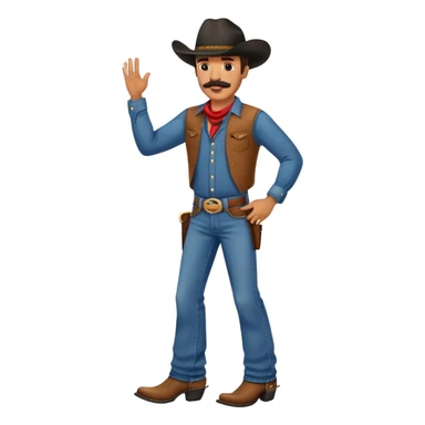 Man with dark hat and mustache line dancing in jeans and cowboy boots sticker