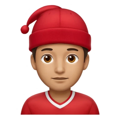 a man with red jersey and hat sticker