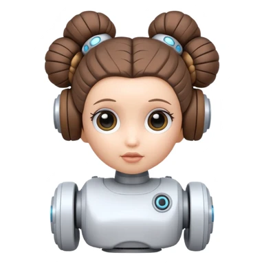 cute robot toy with Princess Leia's hair buns sticker
